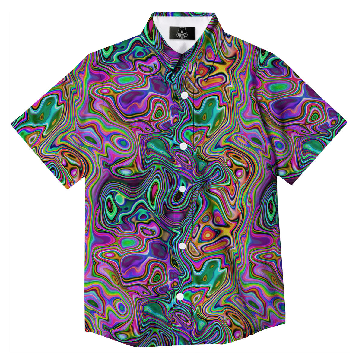 Bubble Psychedelic Print Pattern Button Up Shirt-grizzshop