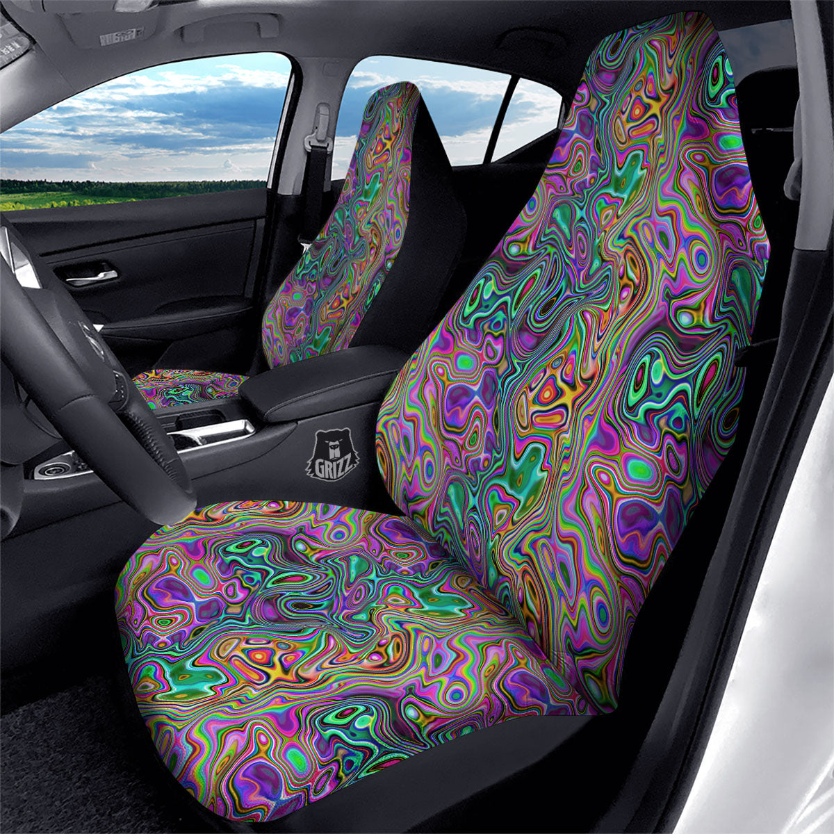 Bubble Psychedelic Print Pattern Car Seat Covers-grizzshop