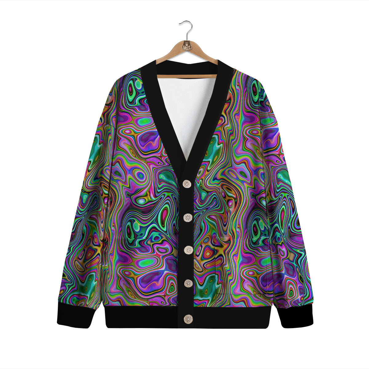 Bubble Psychedelic Print Pattern Cardigan-grizzshop