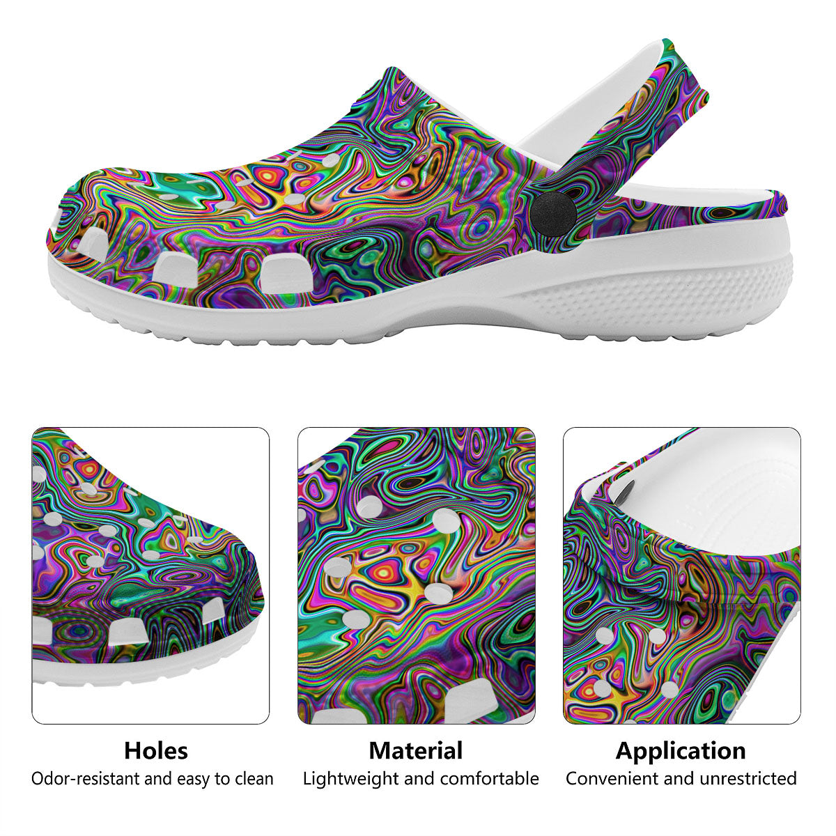 Bubble Psychedelic Print Pattern Clog-grizzshop