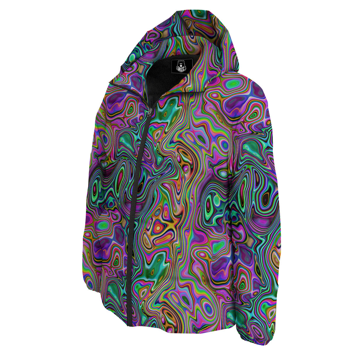 Bubble Psychedelic Print Pattern Down Jacket-grizzshop
