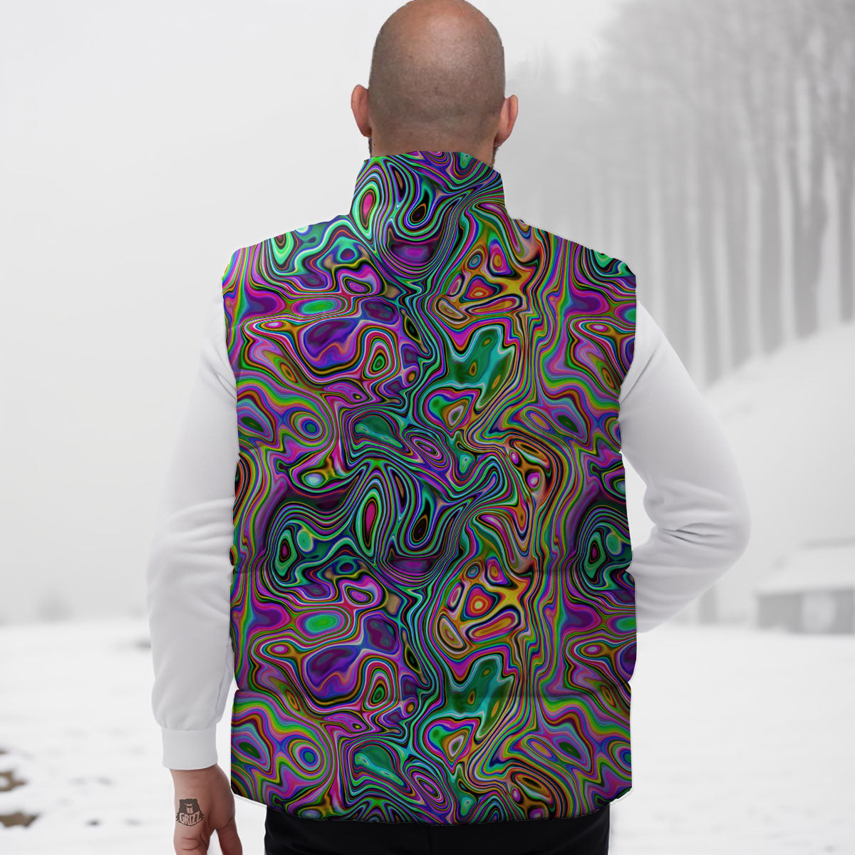 Bubble Psychedelic Print Pattern Down Vest