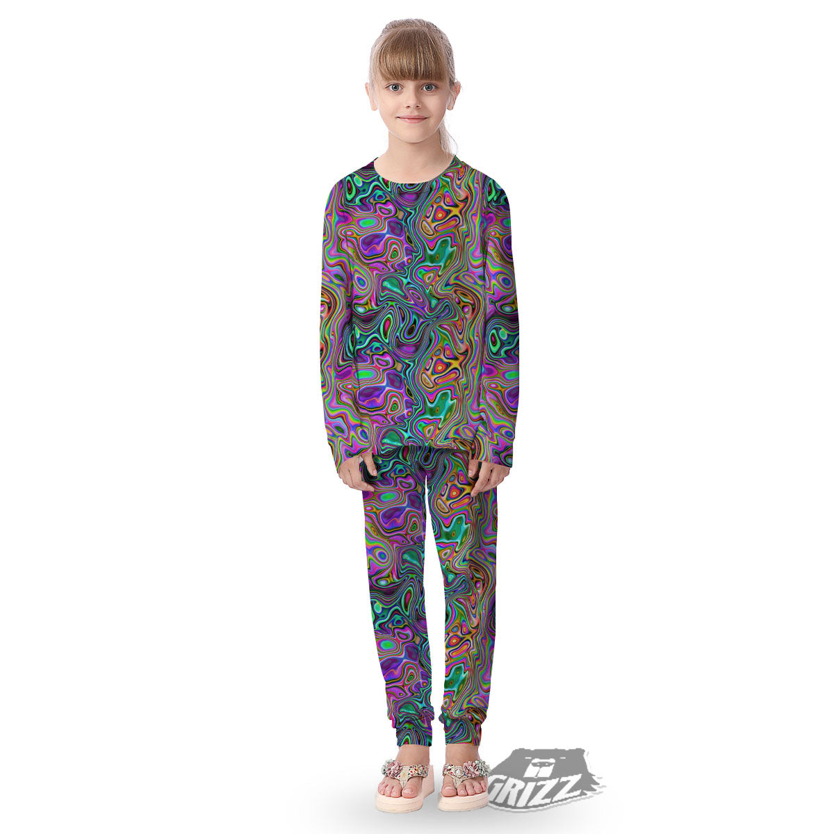 Bubble Psychedelic Print Pattern Kid's Pajamas-grizzshop