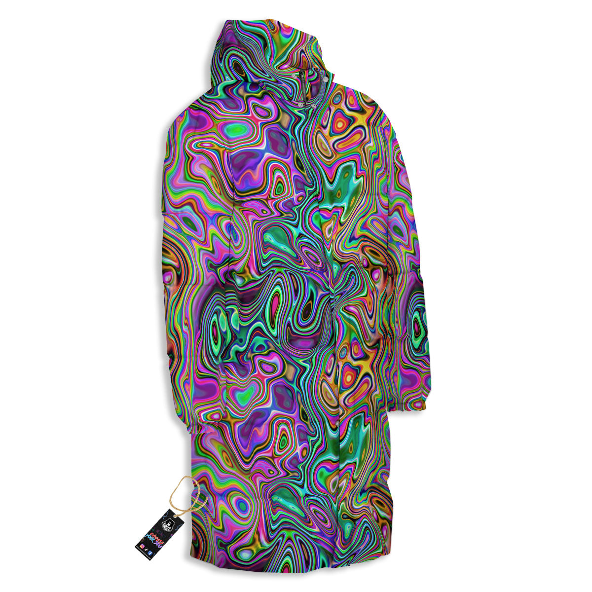 Bubble Psychedelic Print Pattern Long Down Jacket-grizzshop