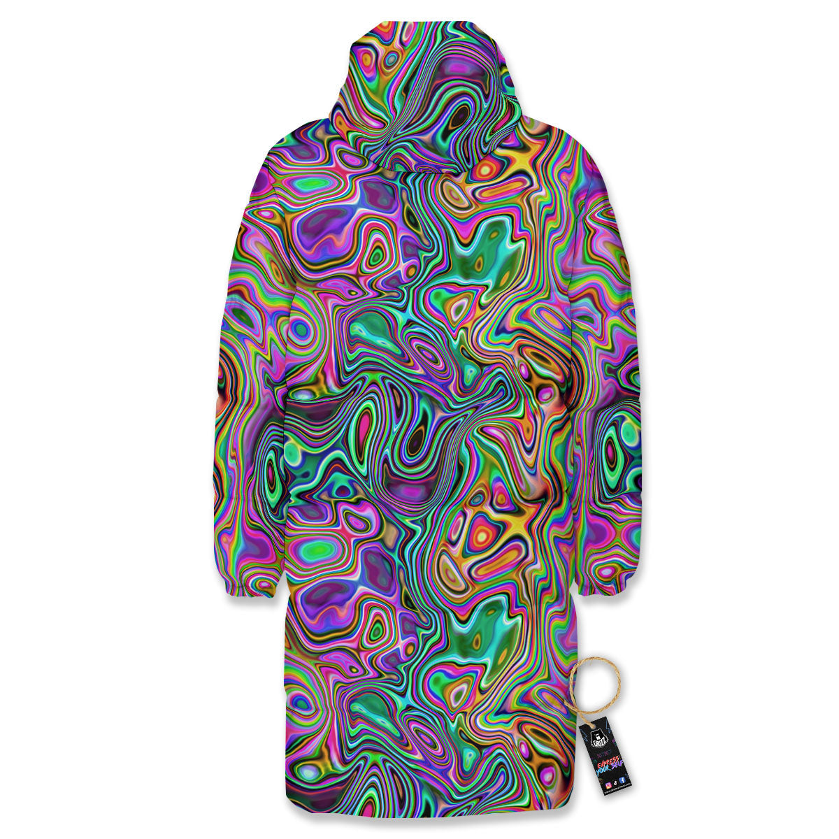 Bubble Psychedelic Print Pattern Long Down Jacket-grizzshop