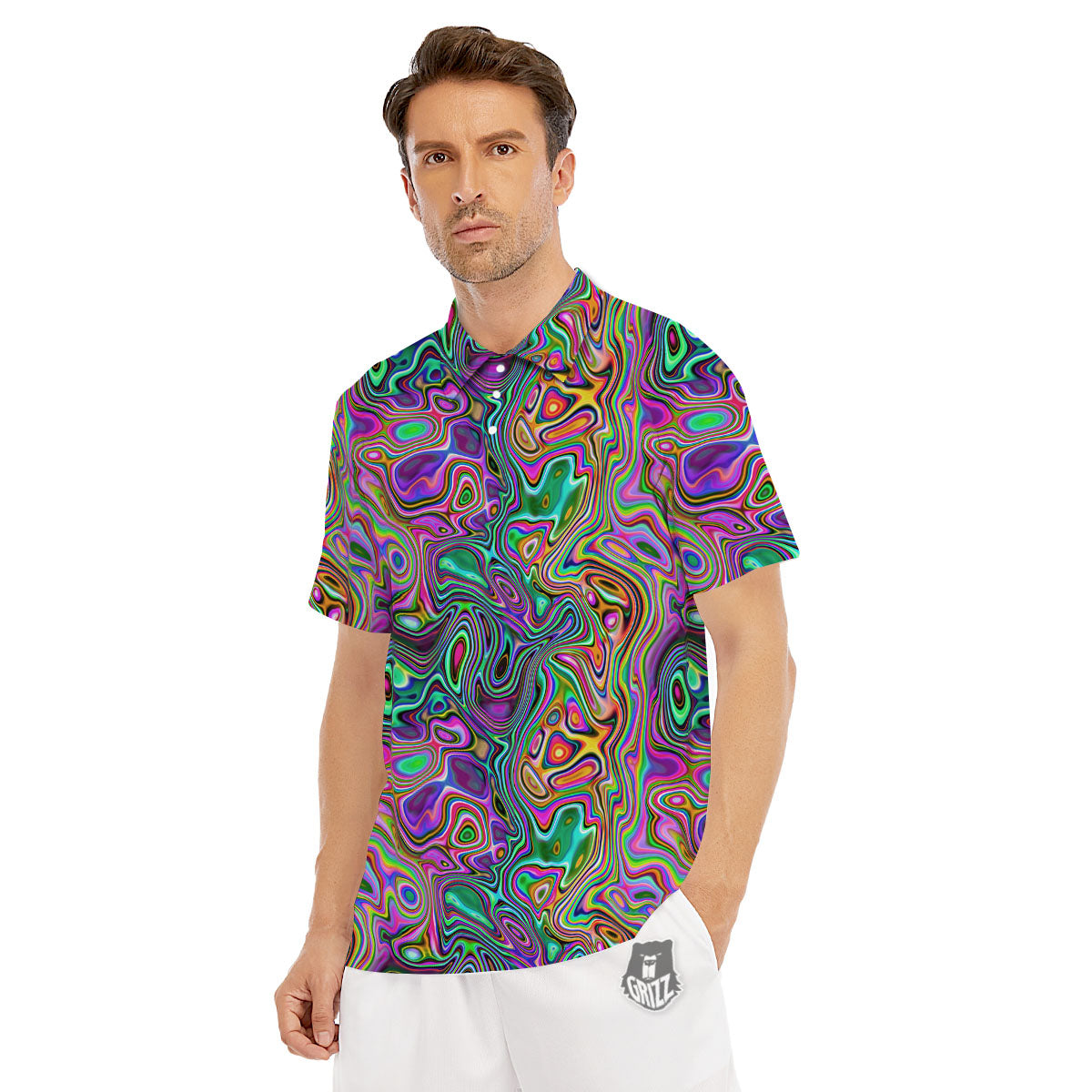 Bubble Psychedelic Print Pattern Men's Golf Shirts-grizzshop