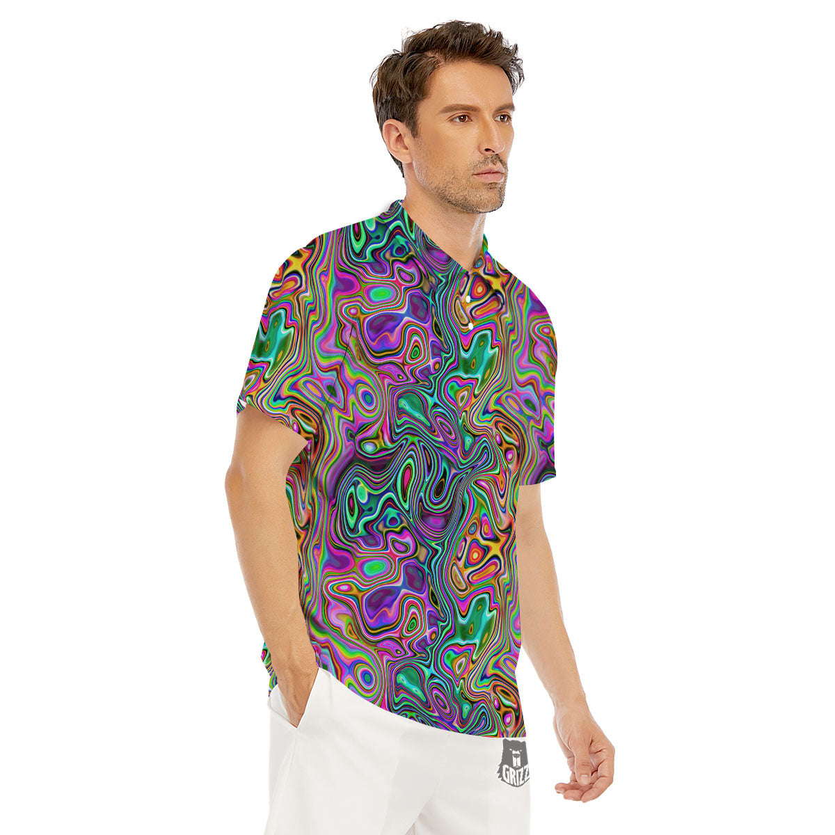 Bubble Psychedelic Print Pattern Men's Golf Shirts-grizzshop