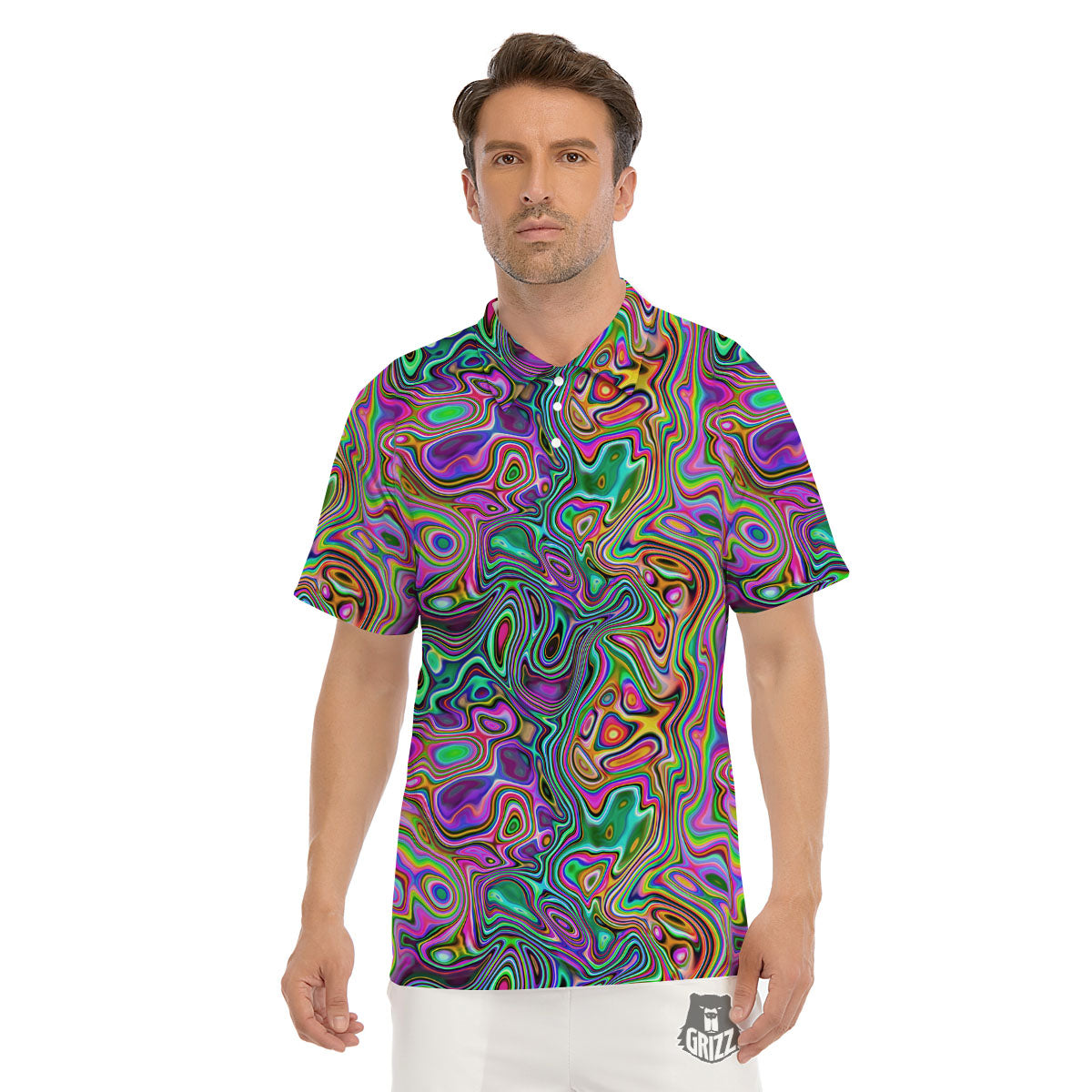 Bubble Psychedelic Print Pattern Men's Golf Shirts-grizzshop