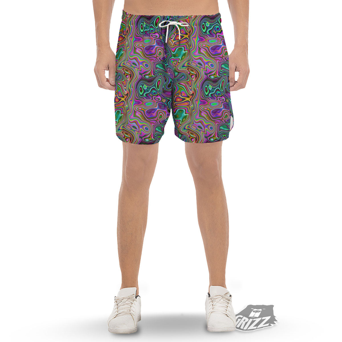 Bubble Psychedelic Print Pattern Men's Gym Shorts-grizzshop