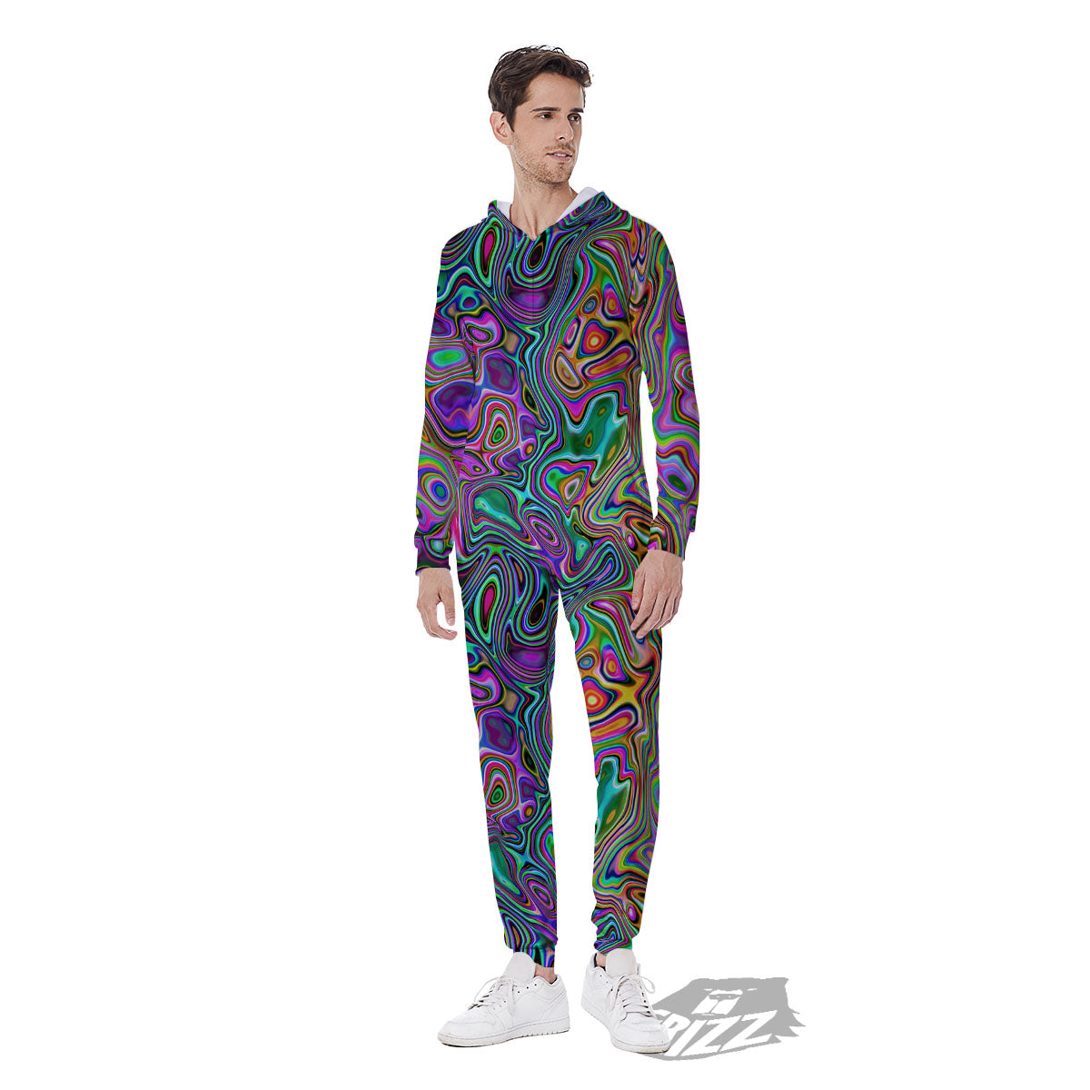 Bubble Psychedelic Print Pattern Men's Jumpsuit-grizzshop