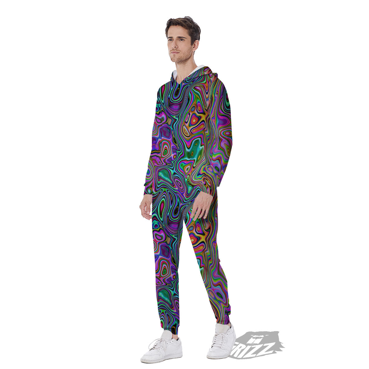Bubble Psychedelic Print Pattern Men's Jumpsuit-grizzshop