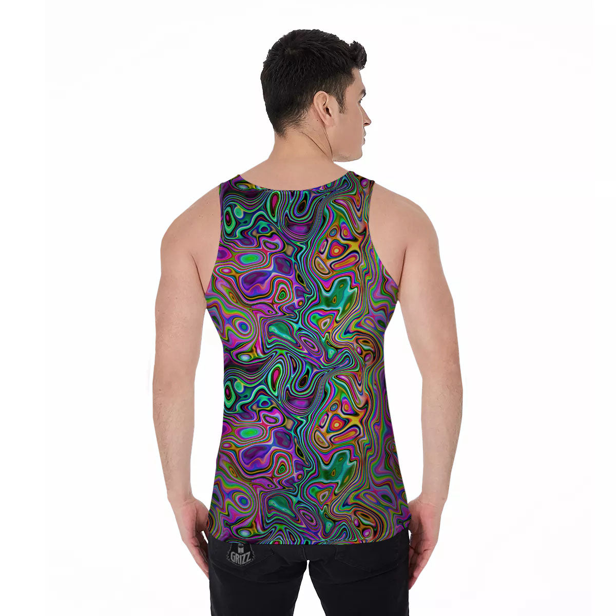 Bubble Psychedelic Print Pattern Men's Tank Top-grizzshop