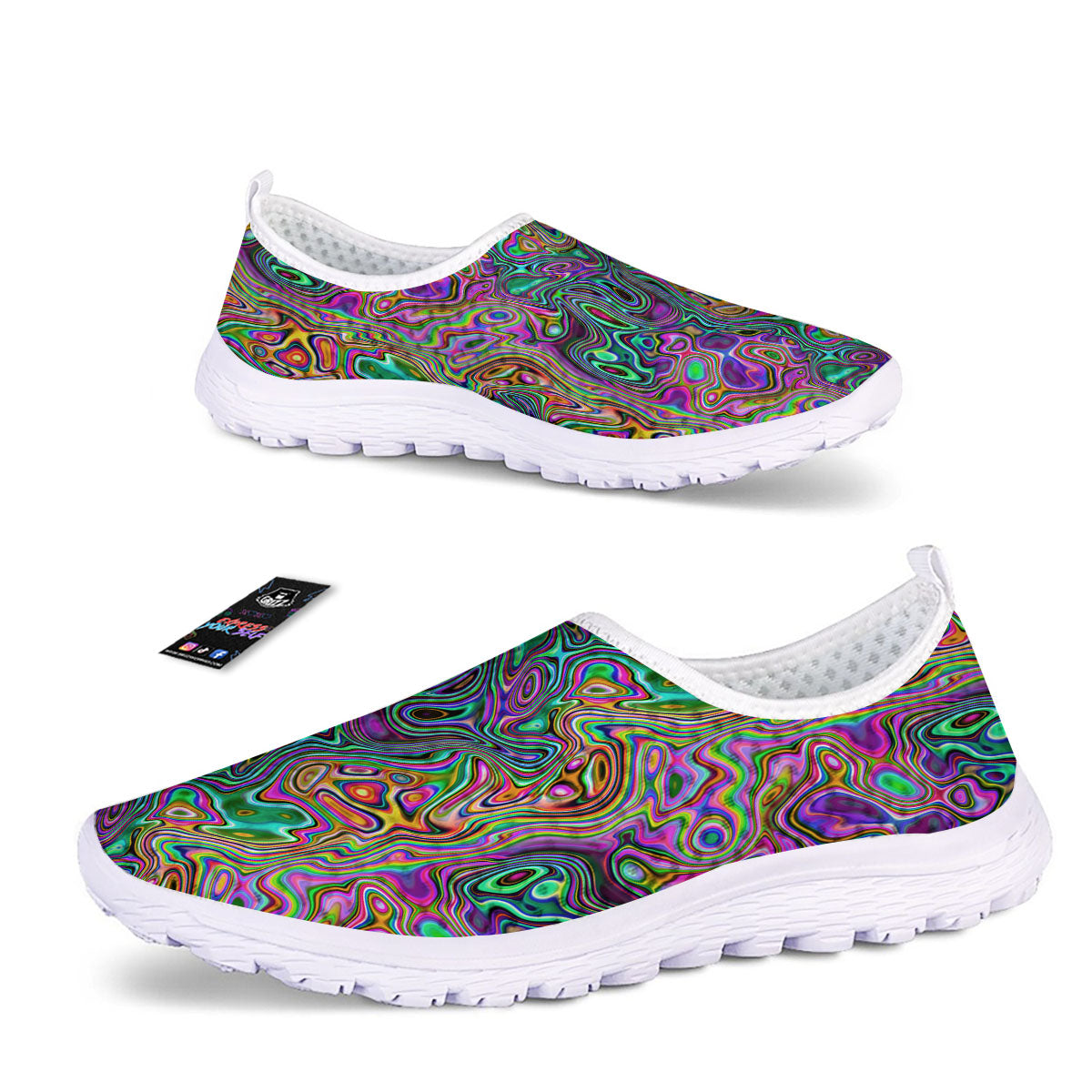 Bubble Psychedelic Print Pattern Nurse Shoes-grizzshop