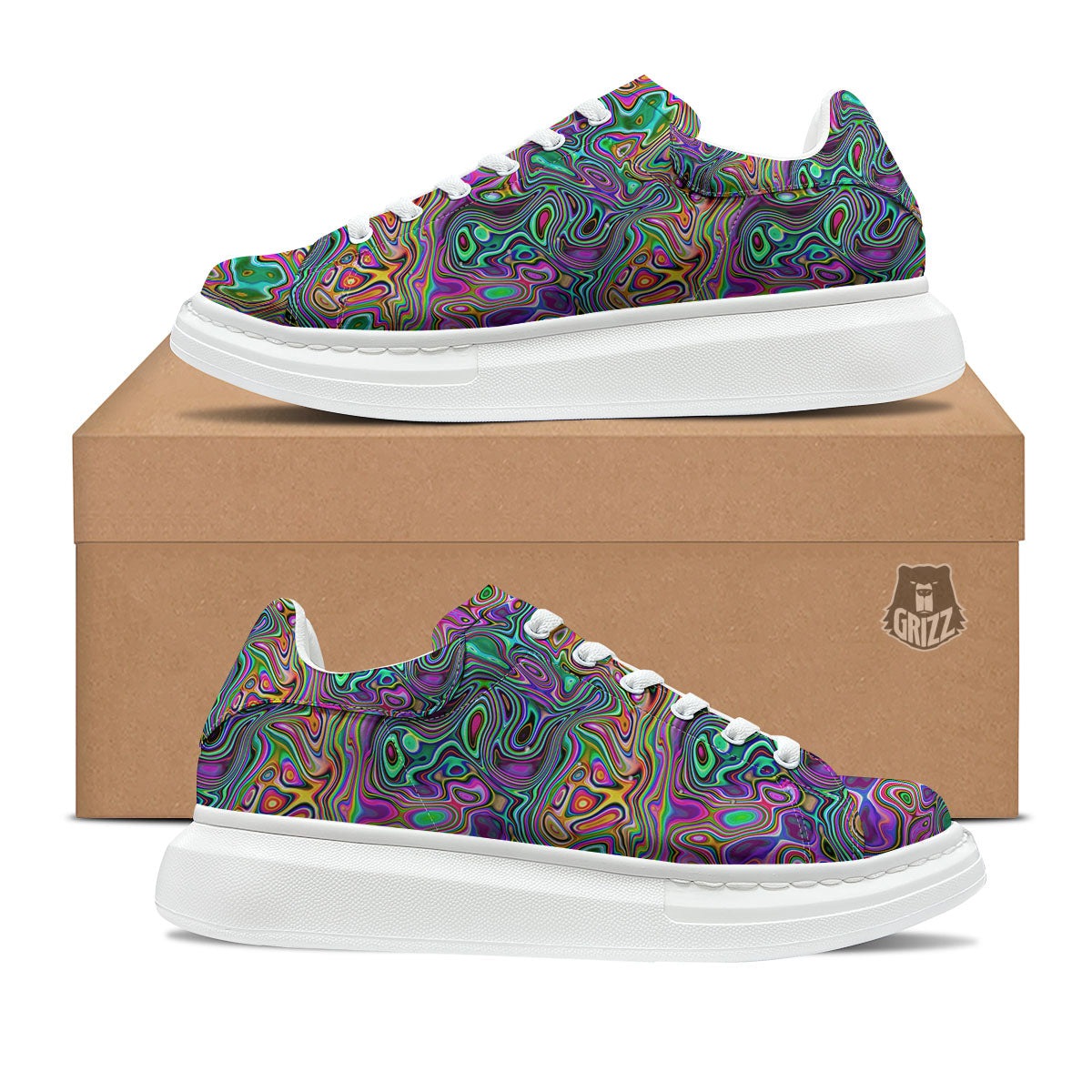 Bubble Psychedelic Print Pattern Platform Shoes-grizzshop