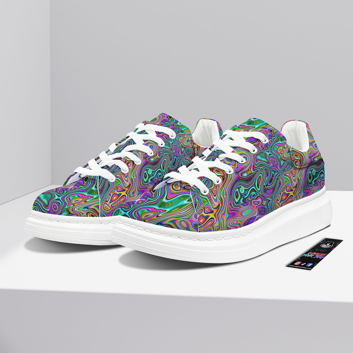 Bubble Psychedelic Print Pattern Platform Shoes-grizzshop