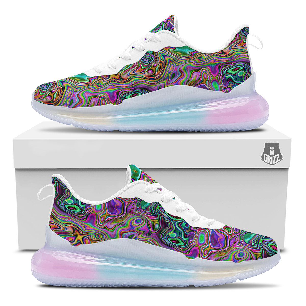 Bubble Psychedelic Print Pattern Running Sneakers-grizzshop