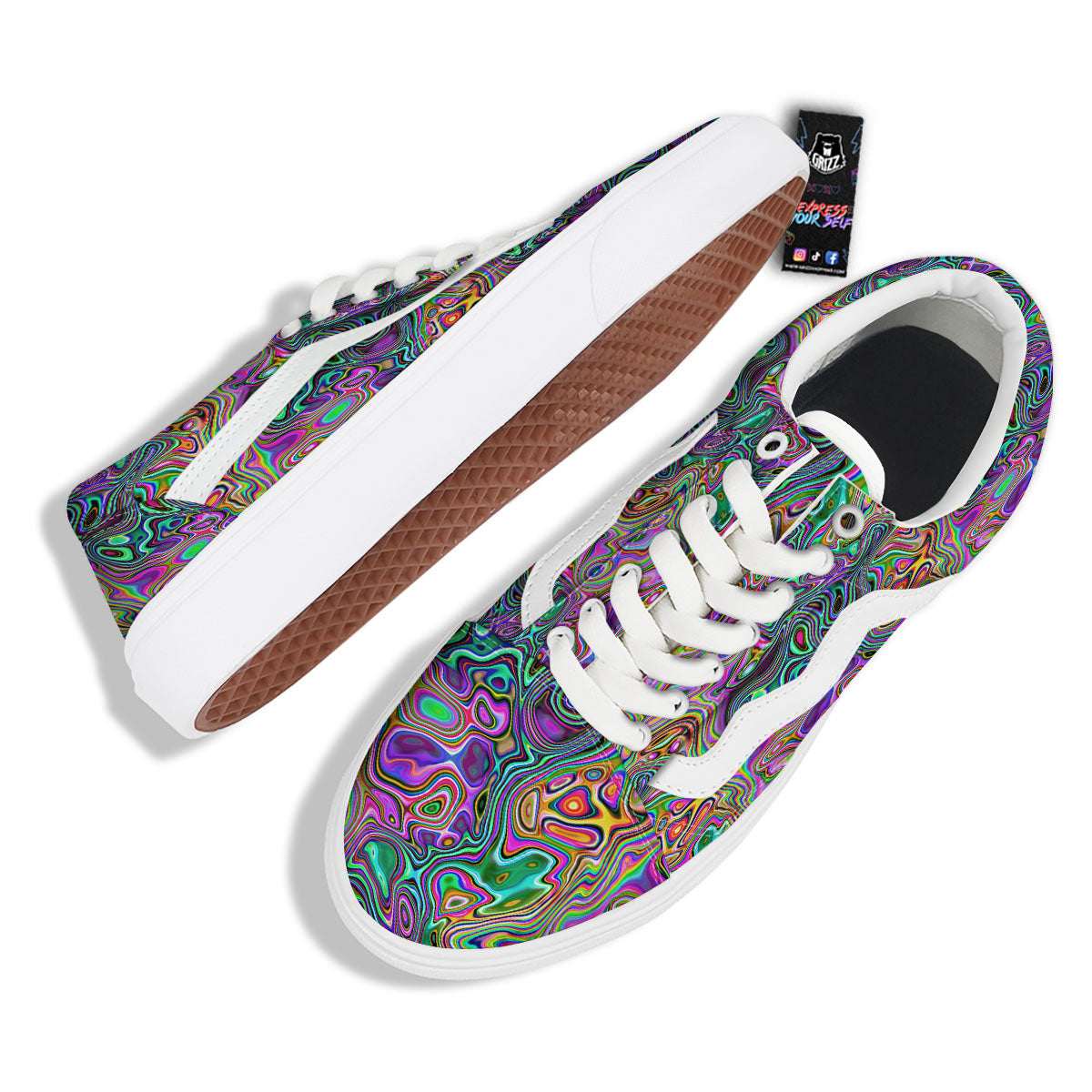 Bubble Psychedelic Print Pattern Skate Shoes-grizzshop