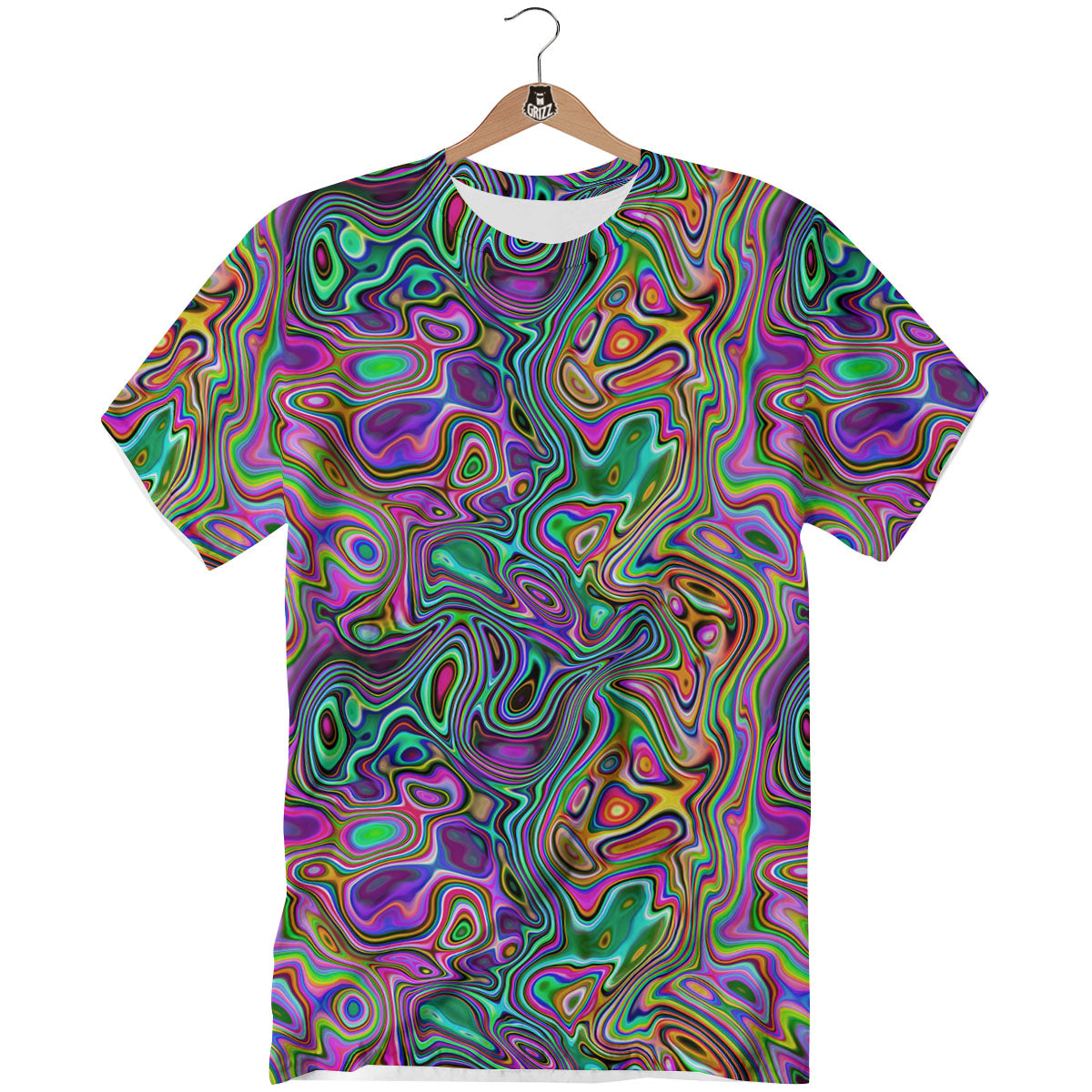 Bubble Psychedelic Print Pattern T-Shirt-grizzshop
