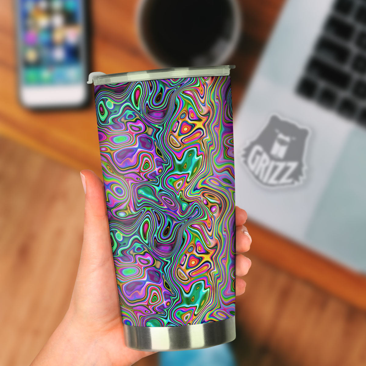Bubble Psychedelic Print Pattern Tumbler-grizzshop