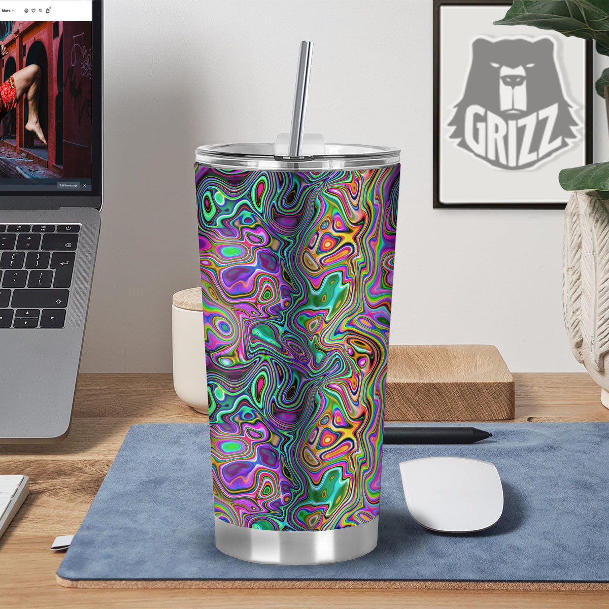 Bubble Psychedelic Print Pattern Tumbler-grizzshop