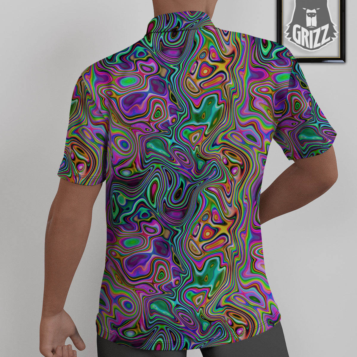 Bubble Psychedelic Print Pattern Untucked Shirts-grizzshop