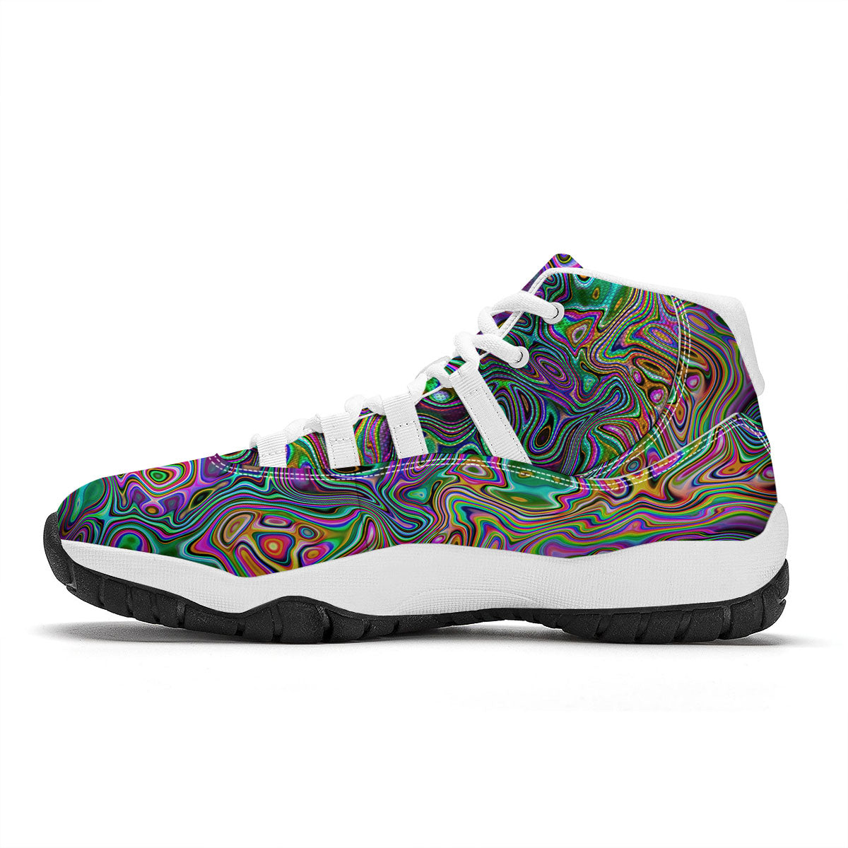 Bubble Psychedelic Print Pattern White Bball Shoes-grizzshop