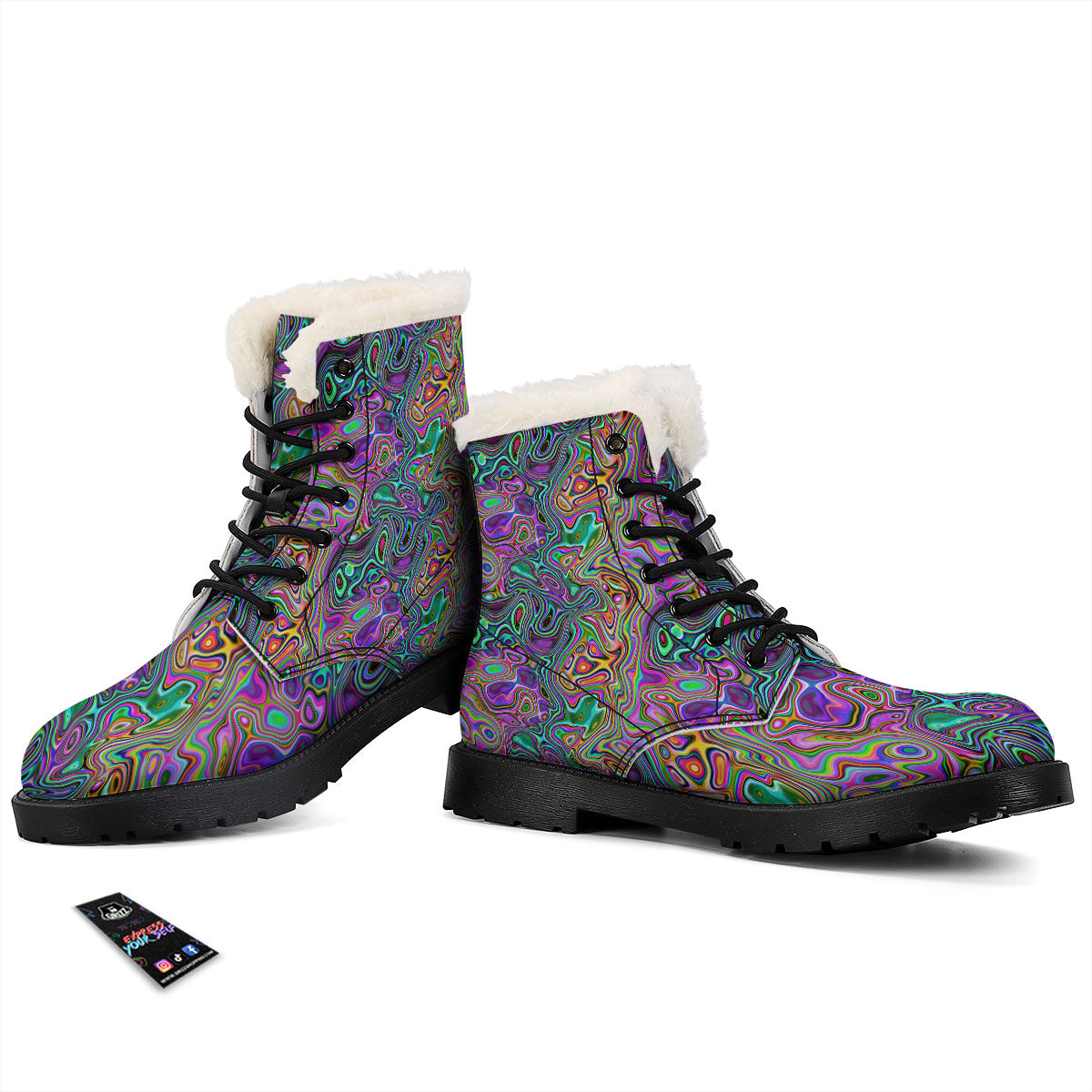 Bubble Psychedelic Print Pattern Winter Boots-grizzshop