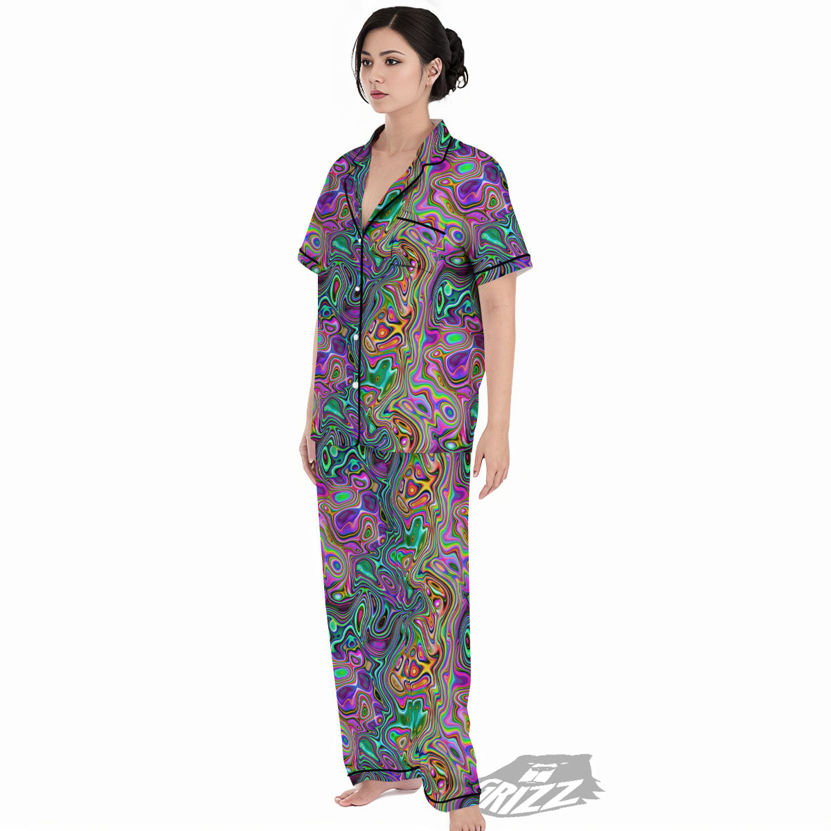 Bubble Psychedelic Print Pattern Women's Pajamas Set-grizzshop