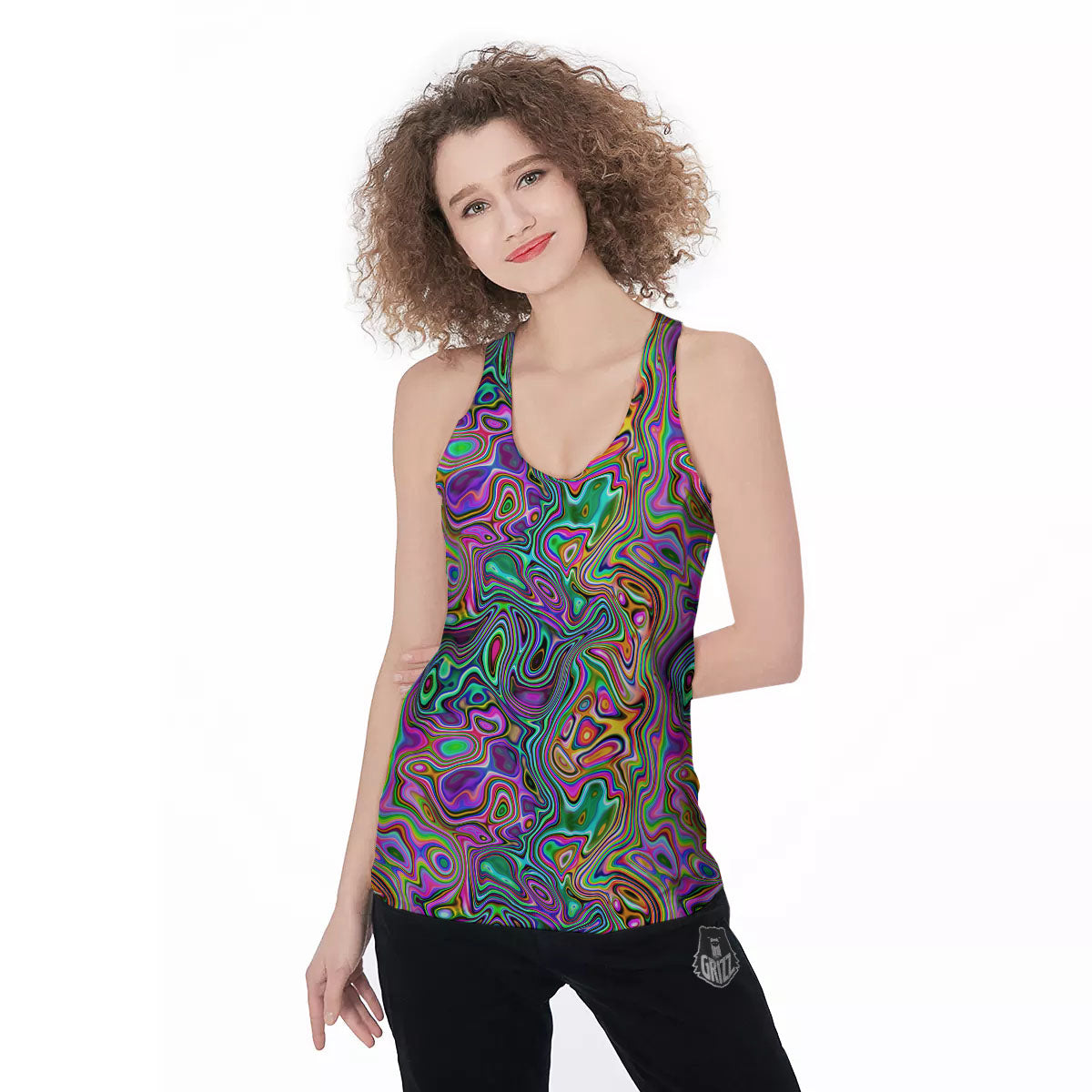 Bubble Psychedelic Print Pattern Women's Racerback Tank Top-grizzshop