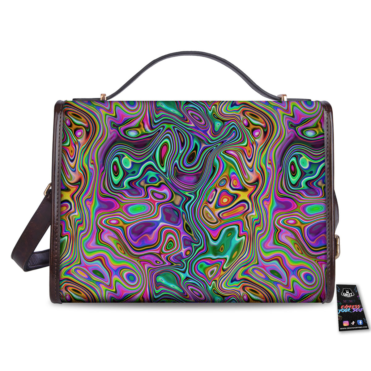 Bubble Psychedelic Print Pattern Women's Satchel Bag-grizzshop