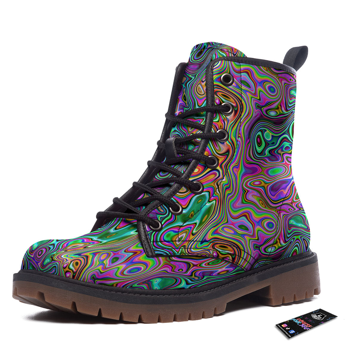 Bubble Psychedelic Print Pattern Work Boots-grizzshop