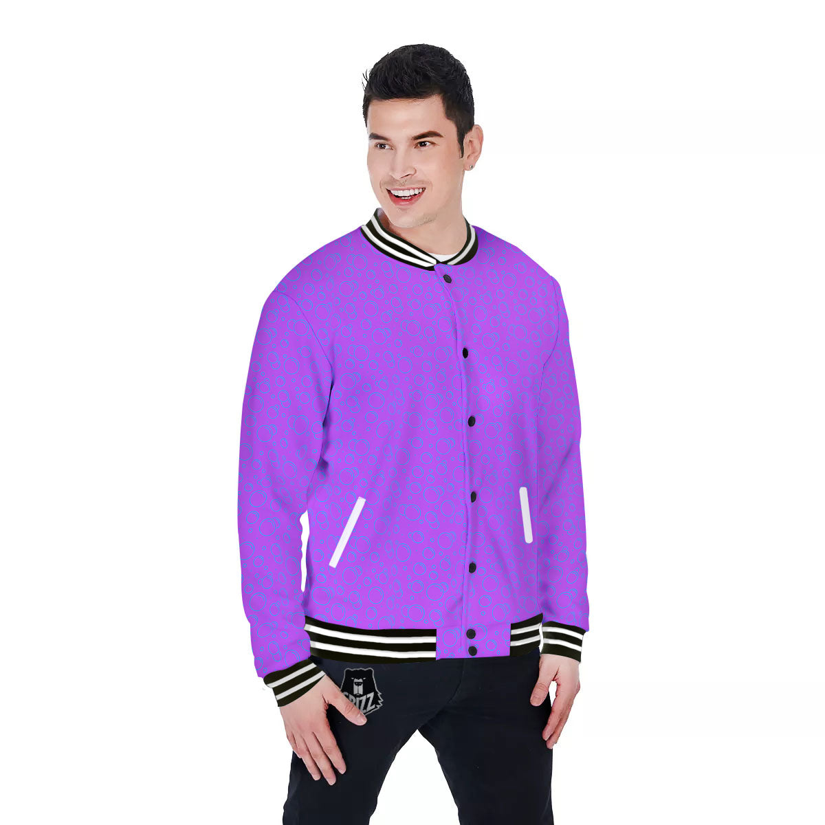 Bubble Purple Print Pattern Baseball Jacket-grizzshop