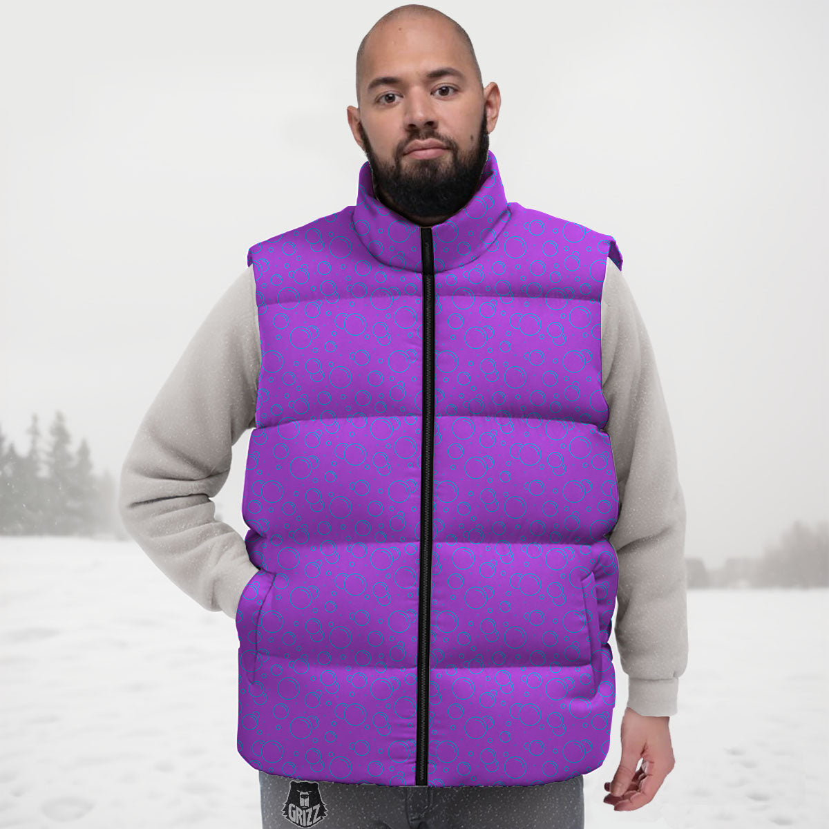 Bubble Purple Print Pattern Down Vest
