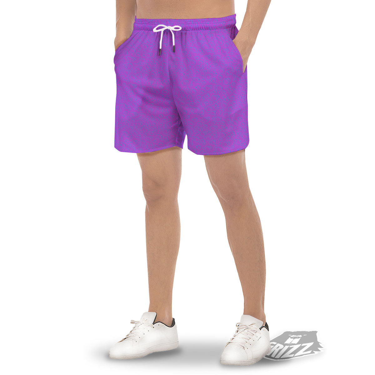 Bubble Purple Print Pattern Men's Gym Shorts-grizzshop