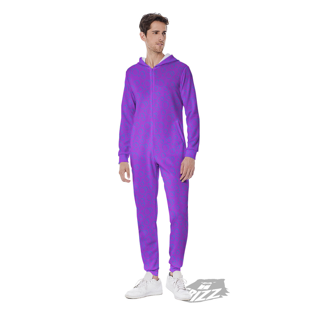 Bubble Purple Print Pattern Men's Jumpsuit-grizzshop