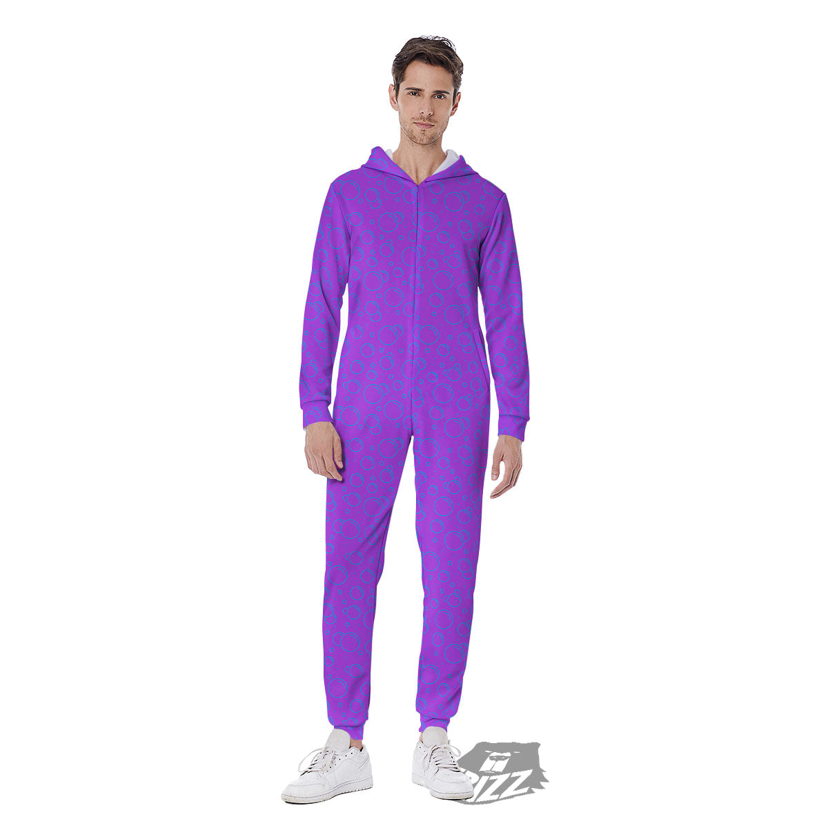 Bubble Purple Print Pattern Men's Jumpsuit-grizzshop