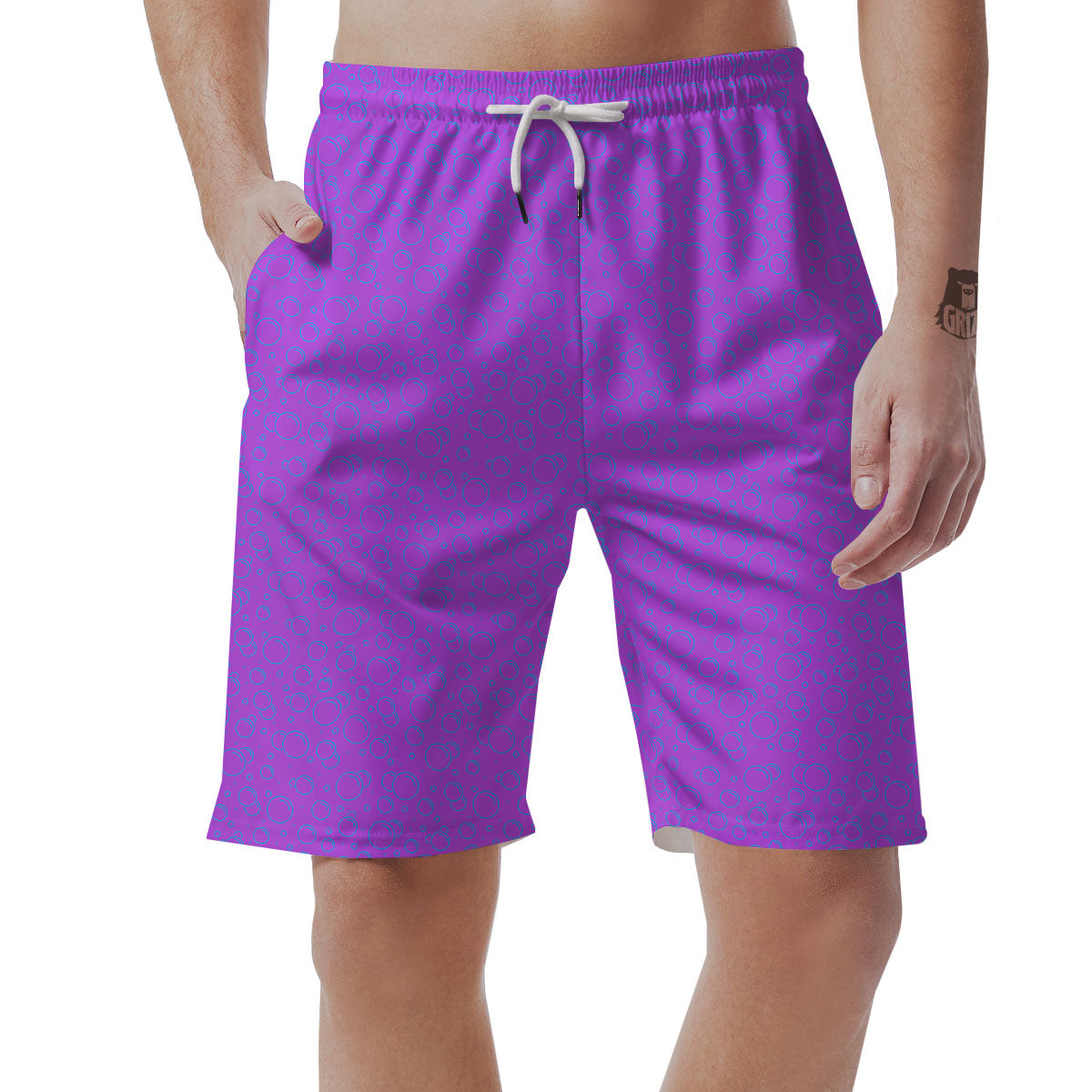 Bubble Purple Print Pattern Men's Shorts-grizzshop