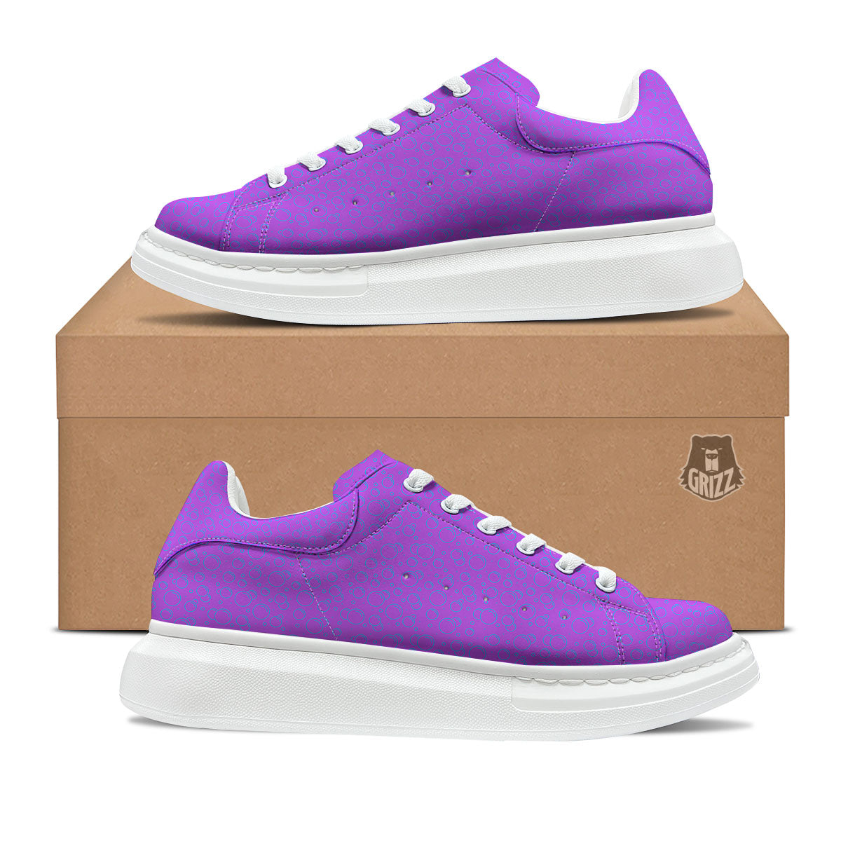 Bubble Purple Print Pattern Platform Shoes-grizzshop