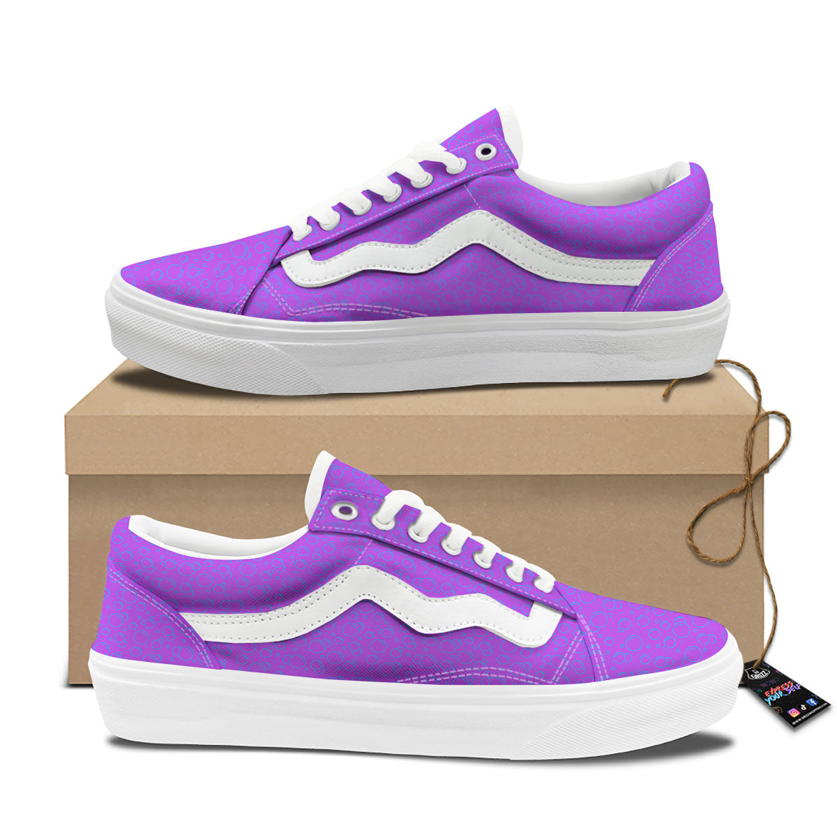 Bubble Purple Print Pattern Skate Shoes-grizzshop