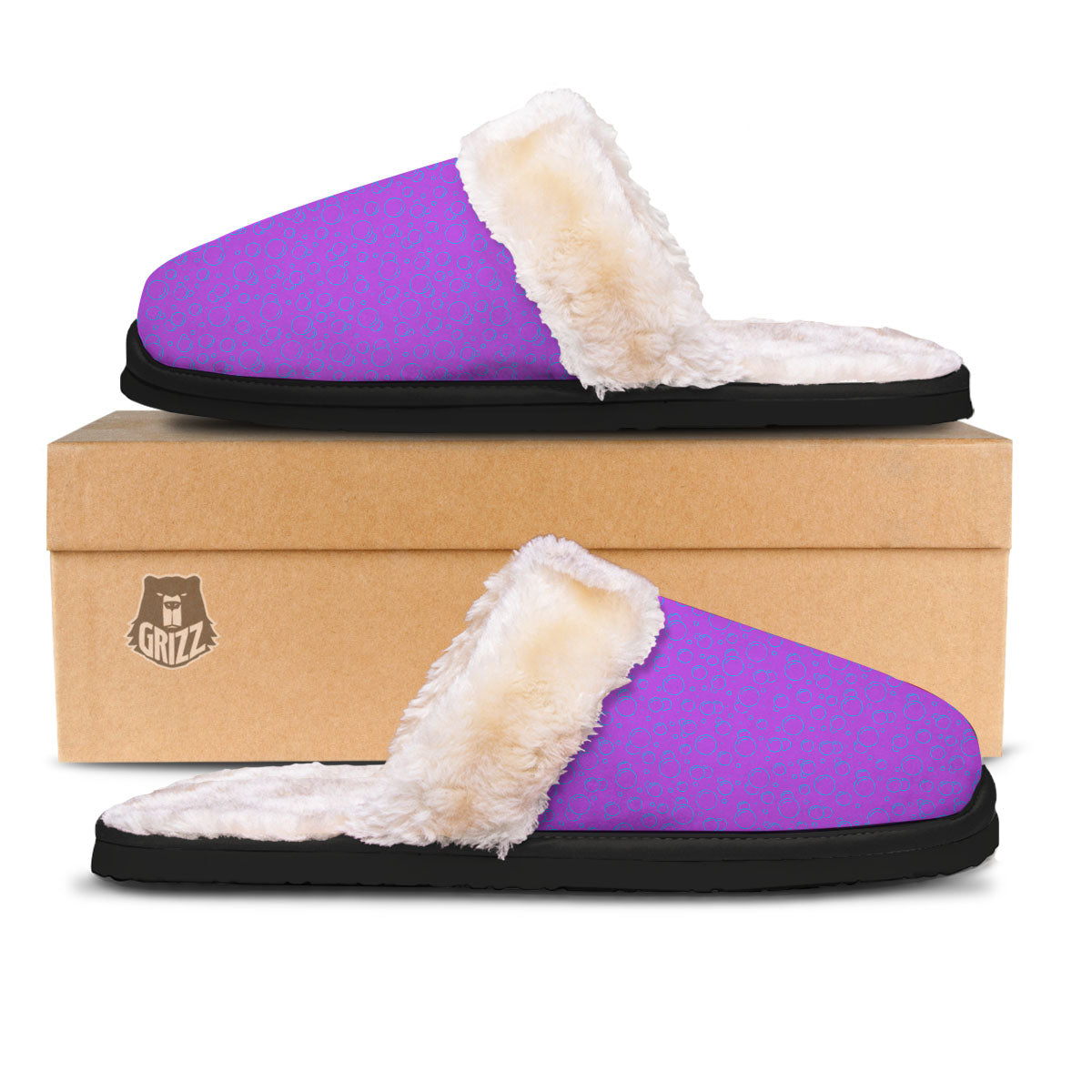 Bubble Purple Print Pattern Slippers-grizzshop