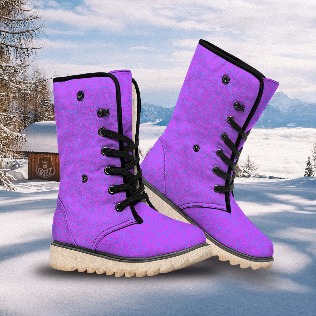 Bubble Purple Print Pattern Snow Boots-grizzshop