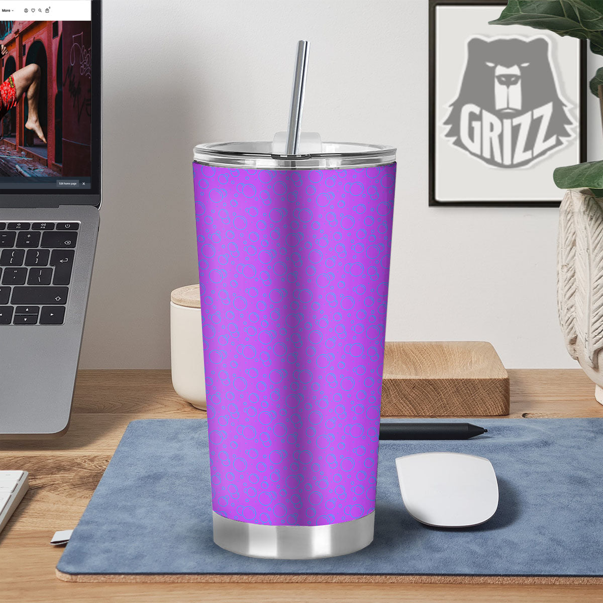 Bubble Purple Print Pattern Tumbler-grizzshop