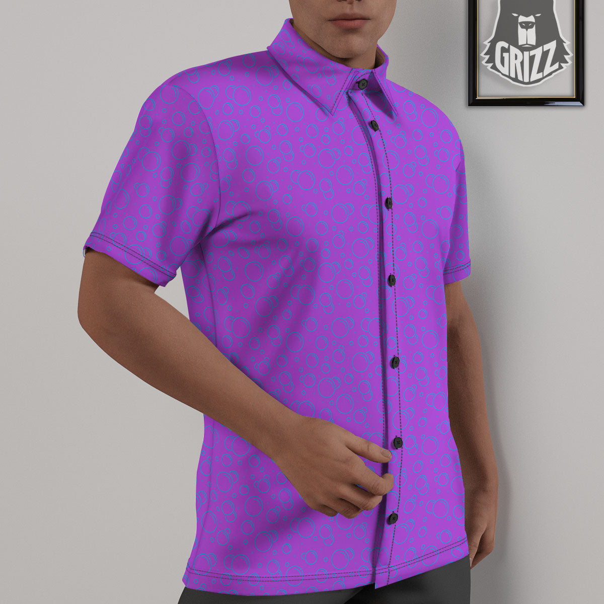 Bubble Purple Print Pattern Untucked Shirts-grizzshop