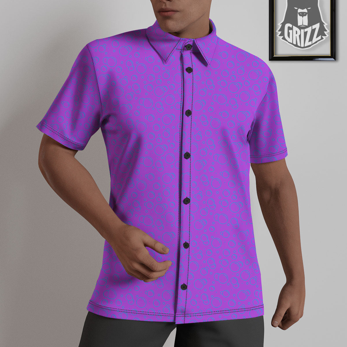 Bubble Purple Print Pattern Untucked Shirts-grizzshop