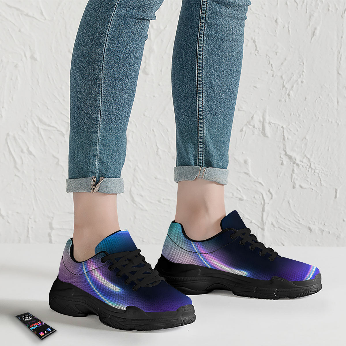 Bubble Rave Print Black Chunky Shoes-grizzshop