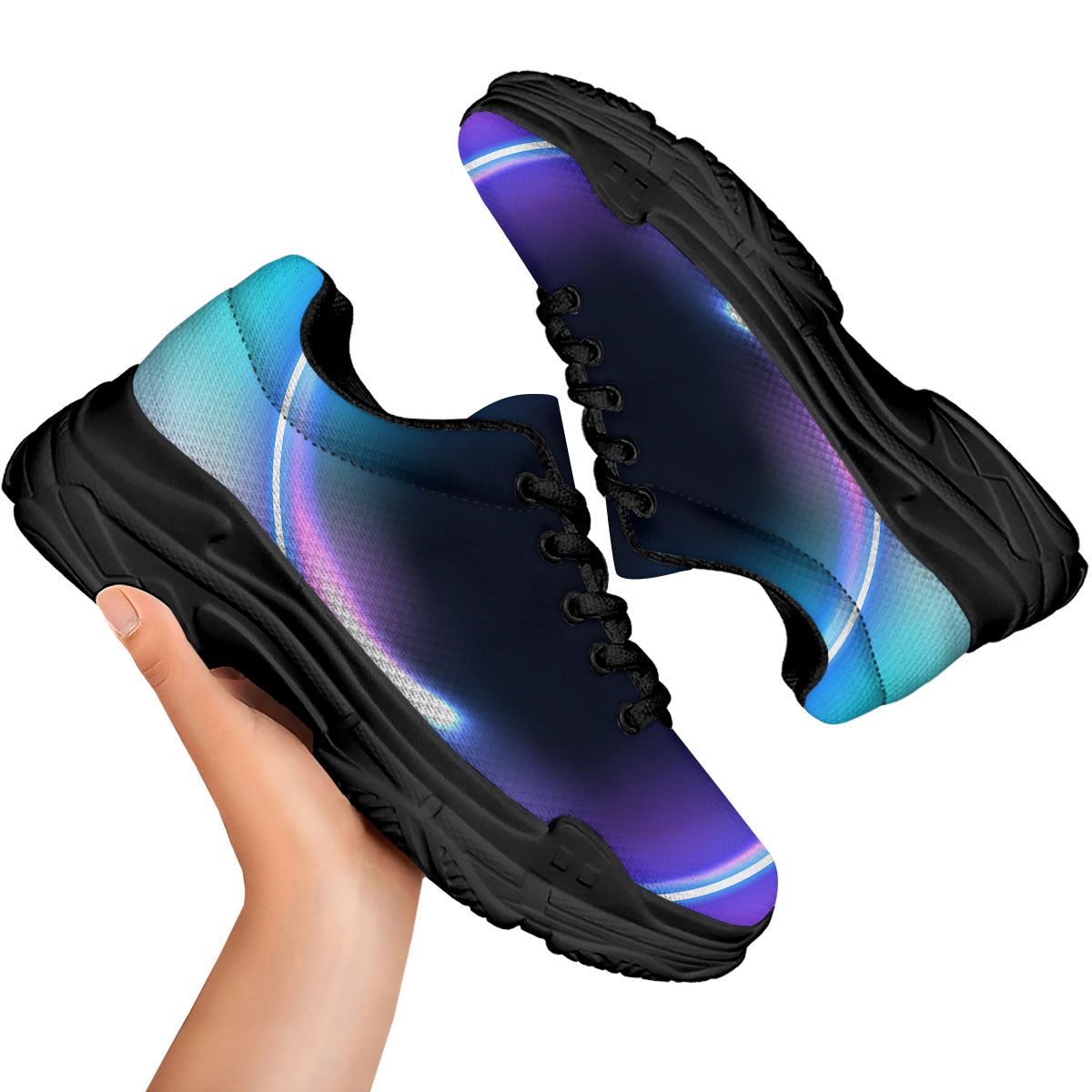 Bubble Rave Print Black Chunky Shoes-grizzshop