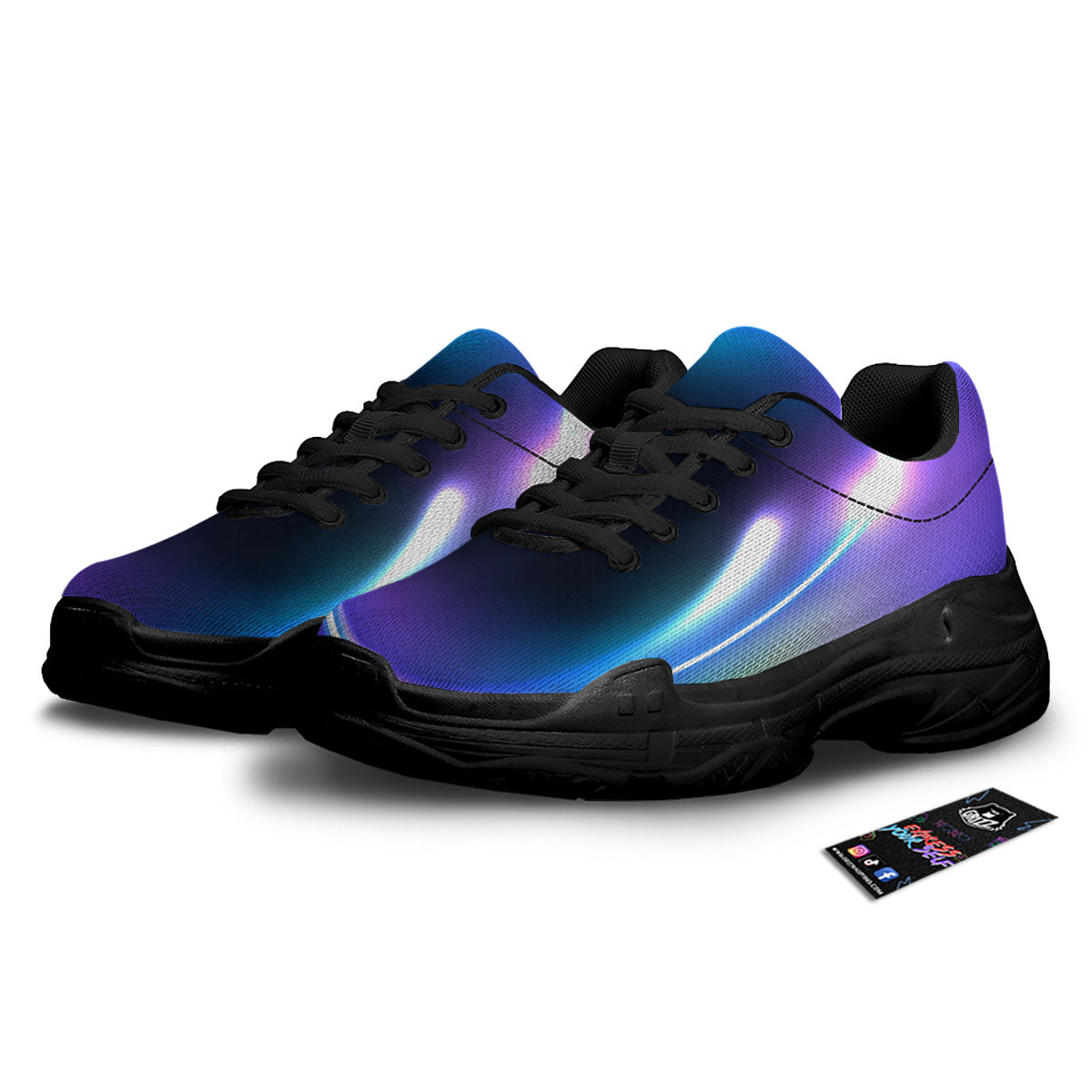 Bubble Rave Print Black Chunky Shoes-grizzshop