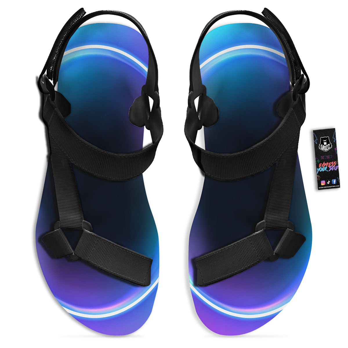 Bubble Rave Print Black Open Toe Sandals-grizzshop