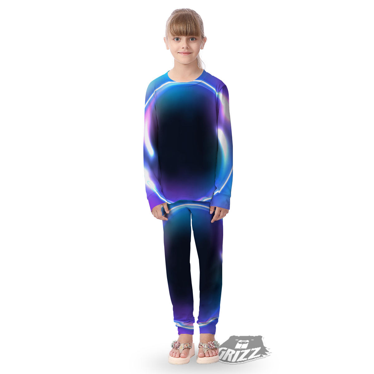 Bubble Rave Print Kid's Pajamas-grizzshop