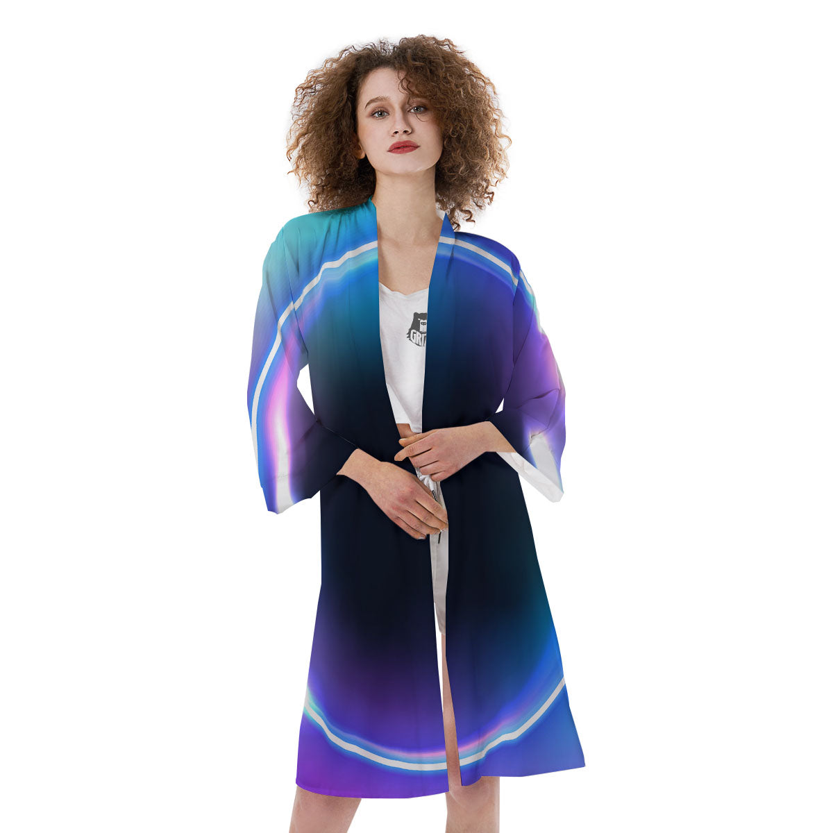 Bubble Rave Print Kimono-grizzshop